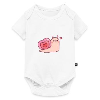 Escargot mignon avec une coquille en forme de coeur - Body à manches courtes Premium Bébé - blanc - Devant