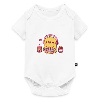 Süßes Gamer-Küken liebt es, Videospiele lustig zu spielen - Baby Premium Kurzarmbody - Weiß - Vorne