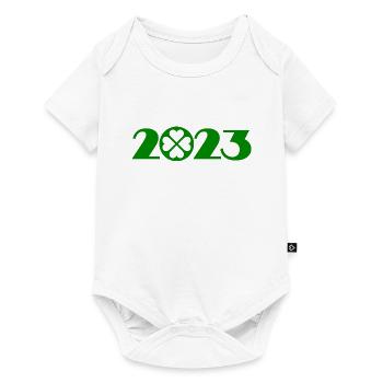 Patricks Tag 2023, Kleeblatt 2023 - Baby Premium Kurzarmbody - Weiß - Vorne