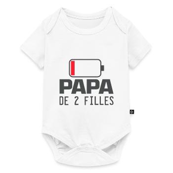 Homme Papa De 2 filles Cadeau Drôle fête des pères - Body à manches courtes Premium Bébé - blanc - Devant