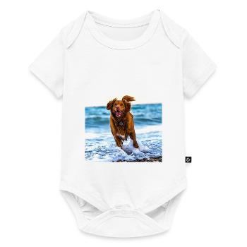 Cute dog by the sea cute puppy on the beach - Baby Premium short-sleeve bodysuit - white - Front