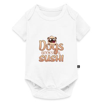 Dog Lover Cadeaux Chiens Livres et Sushis - Body à manches courtes Premium Bébé - blanc - Devant