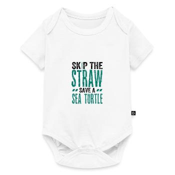 Meeresschutzgeschenk Überspringen Sie einen Strohhalm Retten Sie ein Meer - Baby Premium Kurzarmbody - Weiß - Vorne