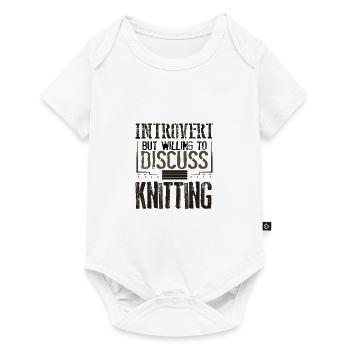 Strickerin Geschenk introvertiert gesprächsbereit - Baby Premium Kurzarmbody - Weiß - Vorne