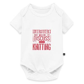 Strickerin Geschenke introvertiert gesprächsbereit - Baby Premium Kurzarmbody - Weiß - Vorne