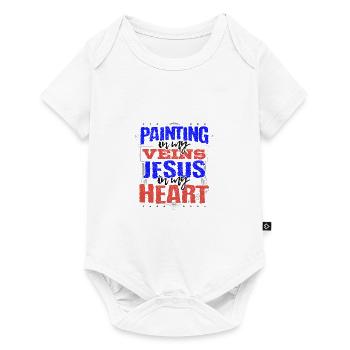 Maler Geschenk Malerei in meinen Adern Jesus ist in meinem - Baby Premium Kurzarmbody - Weiß - Vorne