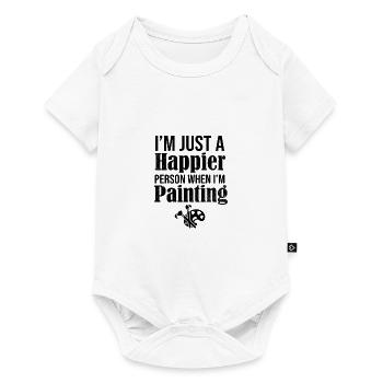 Painter Gift Happier Person When Painting Artist - Baby Premium short-sleeve bodysuit - white - Front