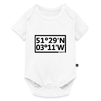 Cardiff Koordinaten - Baby Premium Kurzarmbody - Weiß - Vorne