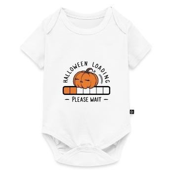 Kürbis Spruch Halloween Loading Please Wait - Baby Premium Kurzarmbody - Weiß - Vorne