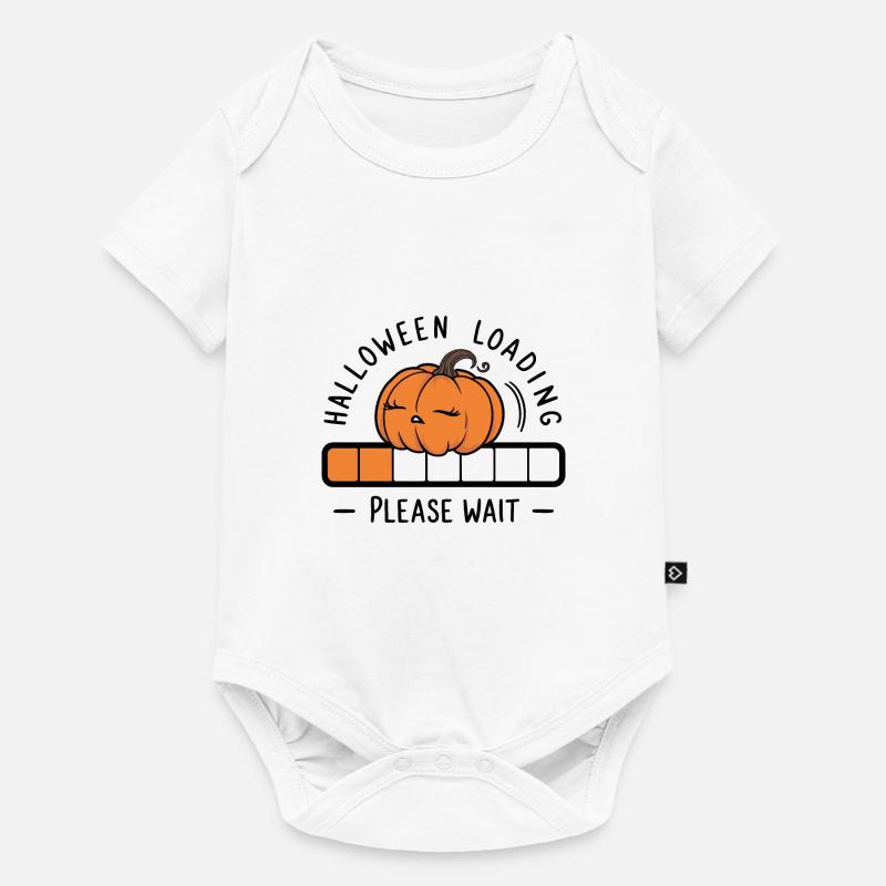 Kürbis Spruch Halloween Loading Please Wait - Baby Premium Kurzarmbody - Weiß