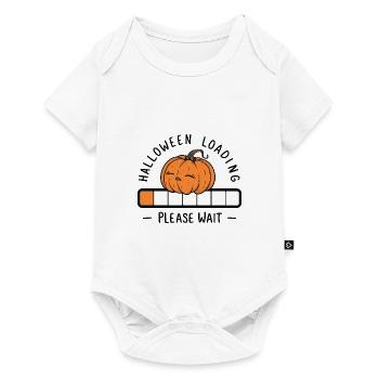 Kürbis Spruch Halloween Loading Please Wait - Baby Premium Kurzarmbody - Weiß - Vorne