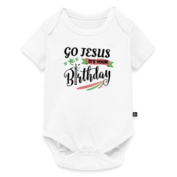 Va Jésus c'est ton anniversaire Noël religieux - Body à manches courtes Premium Bébé - blanc - Devant