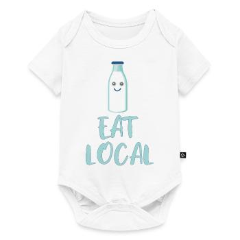 Milkbottel Eat Local Bouteille de lait design drôle - Body à manches courtes Premium Bébé - blanc - Devant