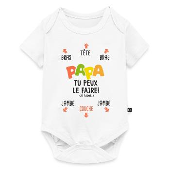 papa tu peux le faire naissance bébé - Body à manches courtes Premium Bébé - blanc - Devant