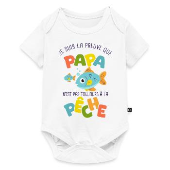 papa pêche pêcheur naissance bébé nourrisson - Body à manches courtes Premium Bébé - blanc - Devant