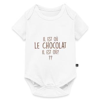 Cadeau Femmes Adore Chocolat Il Est Où Le Chocolat - Body à manches courtes Premium Bébé - blanc - Devant