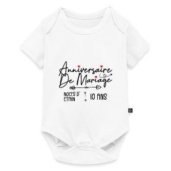 Anniversaire de mariage 10 ans - Noces de Etain 10 - Body à manches courtes Premium Bébé - blanc - Devant
