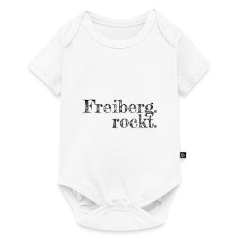Freiberg rockt - Textdesign mit Stadtnamen - Baby Premium Kurzarmbody - Weiß - Vorne