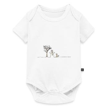 Snow Snowman Dog Stick Throwing Sticks - Baby Premium short-sleeve bodysuit - white - Front