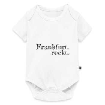 Frankfurt rockt - Textdesign mit Stadtnamen - Baby Premium Kurzarmbody - Weiß - Vorne