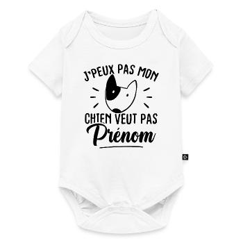 J'peux pas mon chien veut pas prénom - Body à manches courtes Premium Bébé - blanc - Devant