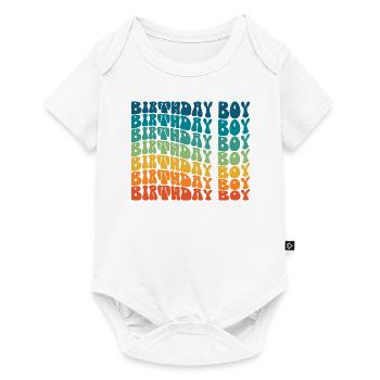 Anniversaire Garçon Groovy Rétro Vintage Anniversaire - Body à manches courtes Premium Bébé - blanc - Devant