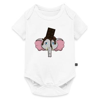 Éléphant drôle avec du chocolat sur la tête - Body à manches courtes Premium Bébé - blanc - Devant