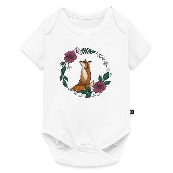 Renard et fleurs - Body à manches courtes Premium Bébé - blanc - Devant