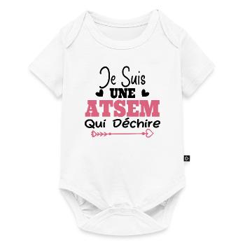 Je suis une ATSEM qui déchire Idée Cadeau Atsem - Body à manches courtes Premium Bébé - blanc - Devant