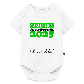 Jugendweihe 2025 Gästebuch Geschenk Mädchen Jungen - Baby Premium Kurzarmbody - Weiß - Vorne
