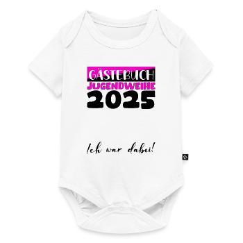 Jugendweihe 2025 Gästebuch Geschenk Mädchen Jungen - Baby Premium Kurzarmbody - Weiß - Vorne