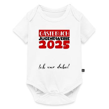 Jugendweihe 2025 Gästebuch Geschenk Mädchen Jungen - Baby Premium Kurzarmbody - Weiß - Vorne