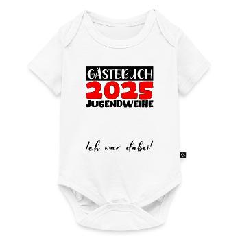 Jugendweihe 2025 Gästebuch Geschenk Mädchen Jungen - Baby Premium Kurzarmbody - Weiß - Vorne