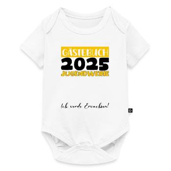 Jugendweihe 2025 Gästebuch Geschenk Mädchen Jungen - Baby Premium Kurzarmbody - Weiß - Vorne