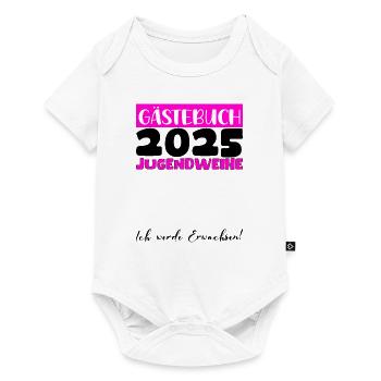Jugendweihe 2025 Gästebuch Geschenk Mädchen Jungen - Baby Premium Kurzarmbody - Weiß - Vorne