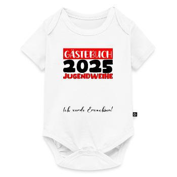 Jugendweihe 2025 Gästebuch Geschenk Mädchen Jungen - Baby Premium Kurzarmbody - Weiß - Vorne