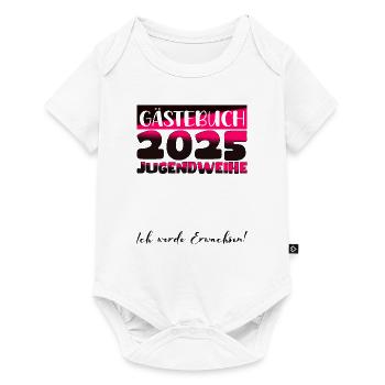 Jugendweihe 2025 Gästebuch Geschenk Mädchen Jungen - Baby Premium Kurzarmbody - Weiß - Vorne
