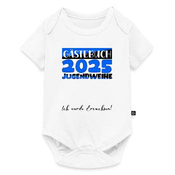 Jugendweihe 2025 Gästebuch Geschenk Mädchen Jungen - Baby Premium Kurzarmbody - Weiß - Vorne