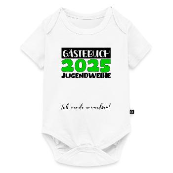 Jugendweihe 2025 Gästebuch Geschenk Mädchen Jungen - Baby Premium Kurzarmbody - Weiß - Vorne