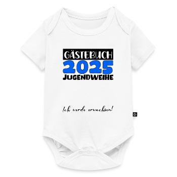 Jugendweihe 2025 Gästebuch Geschenk Mädchen Jungen - Baby Premium Kurzarmbody - Weiß - Vorne