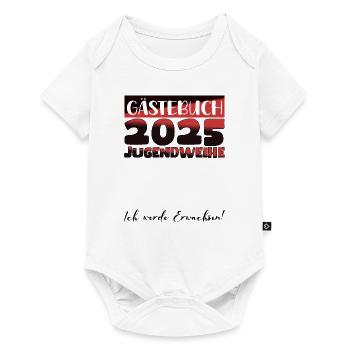 Jugendweihe 2025 Gästebuch Geschenk Mädchen Jungen - Baby Premium Kurzarmbody - Weiß - Vorne