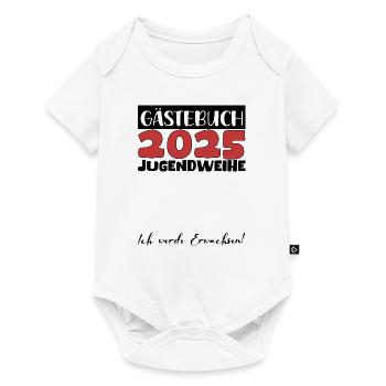 Jugendweihe 2025 Gästebuch Geschenk Mädchen Jungen - Baby Premium Kurzarmbody - Weiß - Vorne