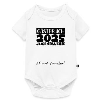 Jugendweihe 2025 Gästebuch Geschenk Mädchen Jungen - Baby Premium Kurzarmbody - Weiß - Vorne
