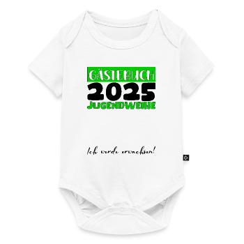 Jugendweihe 2025 Gästebuch Geschenk Mädchen Jungen - Baby Premium Kurzarmbody - Weiß - Vorne