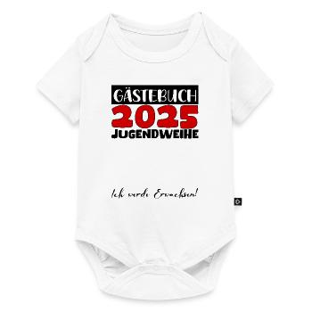 Jugendweihe 2025 Gästebuch Geschenk Mädchen Jungen - Baby Premium Kurzarmbody - Weiß - Vorne