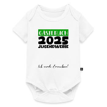 Jugendweihe 2025 Gästebuch Geschenk Mädchen Jungen - Baby Premium Kurzarmbody - Weiß - Vorne