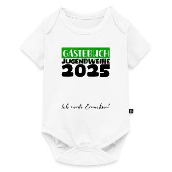 Jugendweihe 2025 Gästebuch Geschenk Mädchen Jungen - Baby Premium Kurzarmbody - Weiß - Vorne