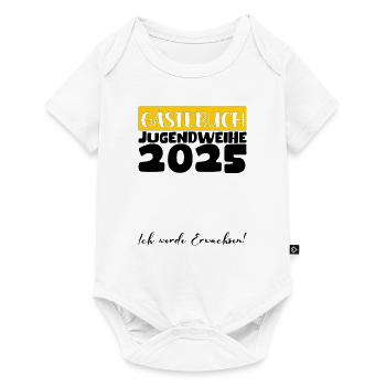 Jugendweihe 2025 Gästebuch Geschenk Mädchen Jungen - Baby Premium Kurzarmbody - Weiß - Vorne