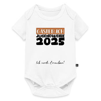 Jugendweihe 2025 Gästebuch Geschenk Mädchen Jungen - Baby Premium Kurzarmbody - Weiß - Vorne