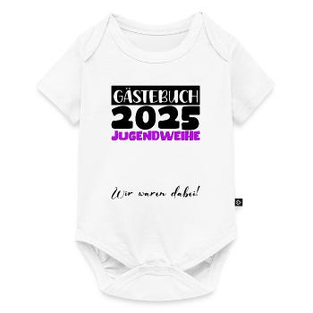 Jugendweihe 2025 Gästebuch Geschenk Mädchen Jungen - Baby Premium Kurzarmbody - Weiß - Vorne